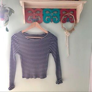 Navy striped crop top